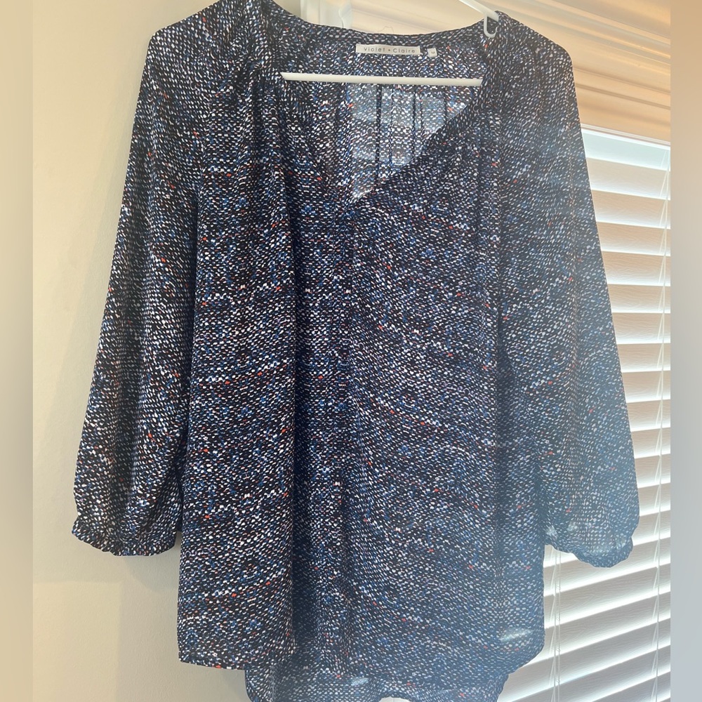 Women’s Blue Pattern Blouse - Size M